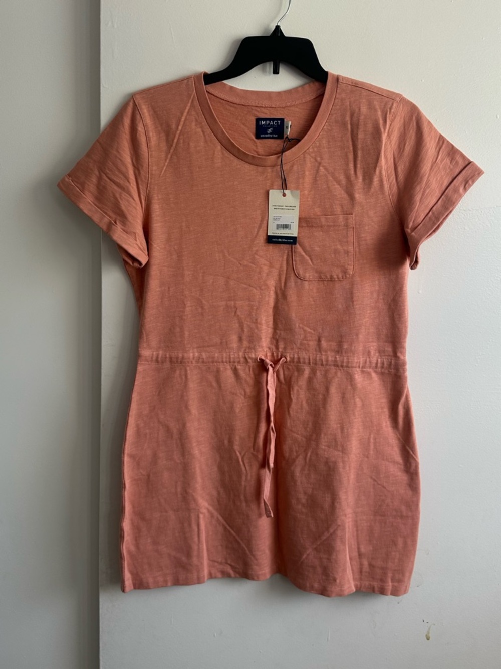 United By Blue Peach Coral Drawstring Short Sleeve Tunic